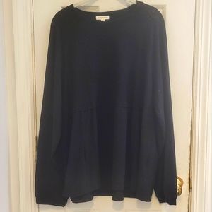 Cotton Blue NWOT Solid Black Babydoll Top Large